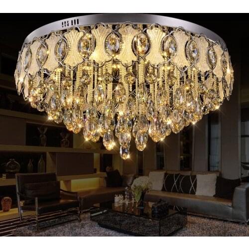 Modern Egg Crystal Round Parlor Ceiling Light Luxury Living Room Elegant Ceiling Lamps Lobby Hotel Stainless Steel Ceiling Light