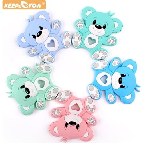 Animal Bear Baby Silicone 1/5/10Pcs Nursing Teether Newborn Molars Chewing Teething Toys Making Pacifier Chain Necklace Tools