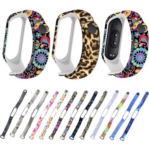 Colorful Silicone Strap Watchband for Xiaomi Mi band 4 band 5 NFC Smart Watch Flower Printed Wrist Band Bracelet Accessories