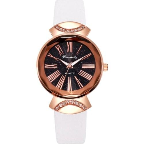 Luxury Fashion White Women Watches Roma Dial Retro Ladies Wristwatches with Bamboo Knot Leather Band Casual Female Quartz Watch