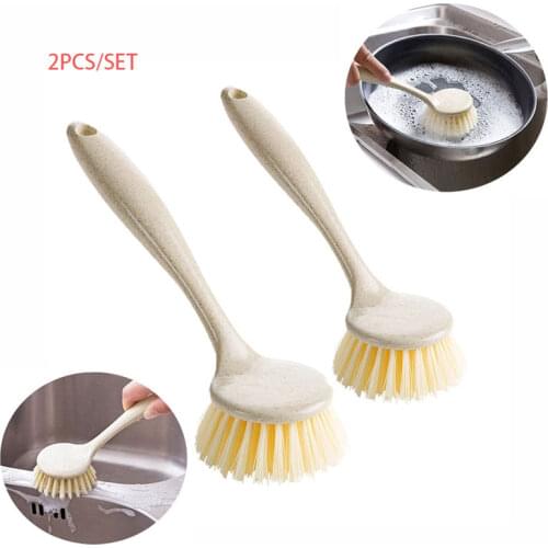 2PCS/SET Long Handle Kitchen Cleaning Wash Dish Brush Cleaning Dish Brush With Refill Sponge Kichen