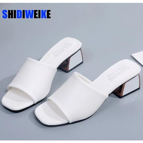 Summer fashion womens Slippers Fish mouth mid heel sandals lippers Woman Flip flops high heels Ladies Slippers womens sandals