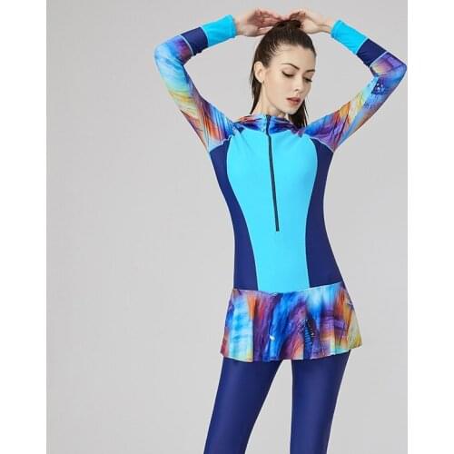 Lady Islamic Burkinis Modern Swimming Clothing Long Sleeve Long Pants Muslim 6XL Swimwear Set