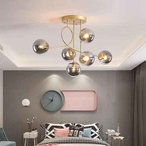 Modern Glass Ball Chandeliers for Dining Room Kitchen Living Room Bedroom Hanging Ceiling Chandelier Indoor Lighting Fixture