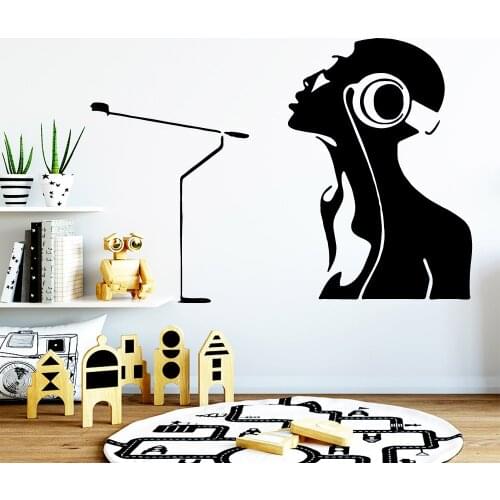 Modern listen to music Removable Wall Stickers Removable Wallpaper Background Wall Art Decal Living Room Decor stickers muraux