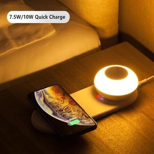 10W mobile phone fast wireless charging board LED table lamp dimming independent magnetic touch night light for iPhone Samsung