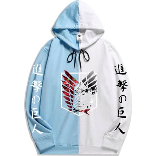 Summer Attack on Titan Shingeki No Kyojin print Patchwork Thin Hoodie Hoodies Harajuku Streetwear Men Sweatshirt The Sharingan