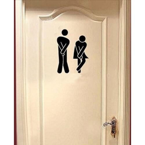Toilet Sticker Funny Man WC Sticker Removable Bathroom Door Sticker Washroom Wall Sticker Art Decal Creative DIY Home Decoration