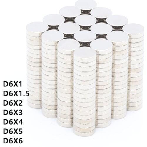 50-100 Pieces N35 Round Magnet 6X1 6X4 6X2 6X3 6X5 6X6 Neodymium Permanent Magnet NdFeb Strong Magnet 6*1 6*2 6*3 Magnetic