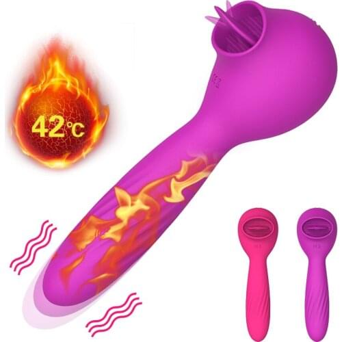 Tongue Dildo Vibrator For Women Heating Nipple Sucker Tight Oral Licking Clitoris Stimulate Masturbate Erotic Sex Toys For Woman