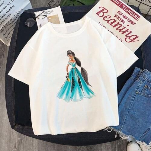 New Disney Princess T Shirt Women Kawaii Top Cartoon Graphic Tees Funny Harajuku Disney T-shirt Unisex Fashion Tshirt Female