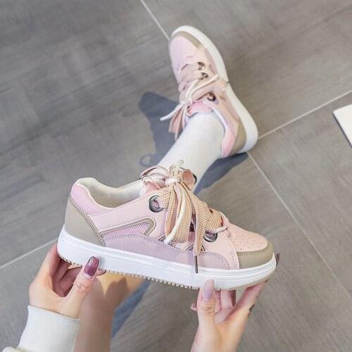 Womens Spring 2021 New Retro Casual Sports Skate Shoes Low-Top Street Shot Flat Pumps