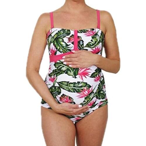 Women Maternity Swimsuit Summer Beach Bathing Suits Floral Pregnancy Swimsuit Swimwea Women Clothing Plus Size XL D0081