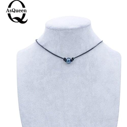 New Fashion Black Wax Rope Women Choker Necklace White Perfect Imitation Pearl choker necklace Pearl Jewelry