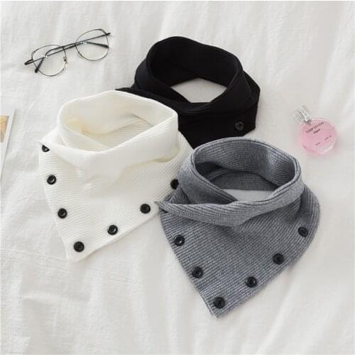 Winter Women Warm Ribbed Turtleneck Pullover Button Knitted Sweater Fake Collar New Detachable False Collar Removable Scarf Wrap