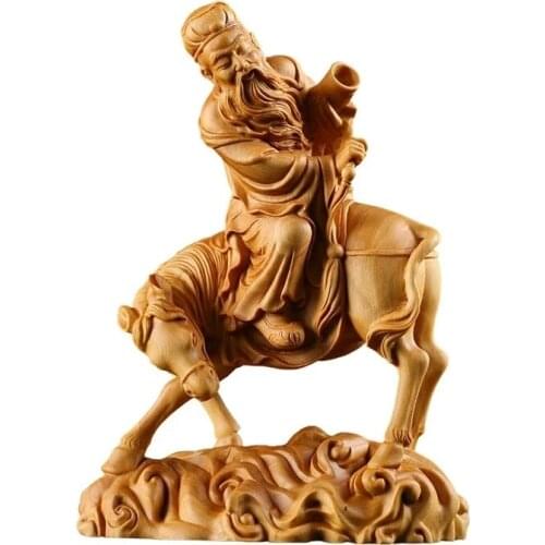 16CM Chinese BOJ Home Living Room Solid Wood Craft Creative Wood Carving Ornament