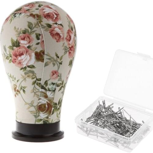22'' Flower Canvas Mannequin Head 100pcs 35mm T-pins For Wigs Making Hats
