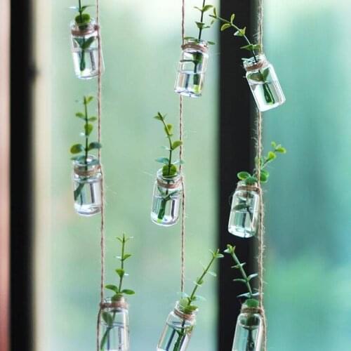 27pcs Mini Glass Hanging Flower Pot Bottles Planter Maceta Colgante Macetas Decorativas Garden Accessorie Hydroponics Plant Pots