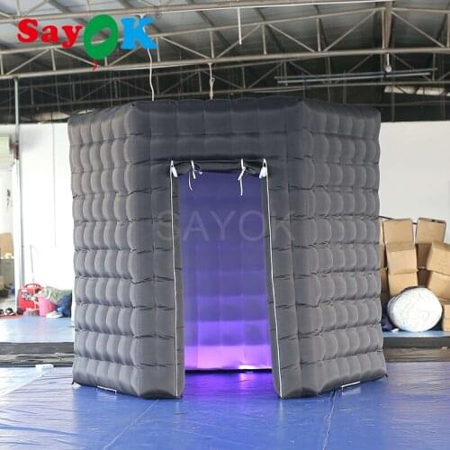 2x2.5m Portable Hexagon Photo Booth Enclosure Led Inflatable Backdrop Photo Booth Props for Wedding, Party, Event