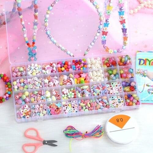 32 Grid Handmade Beaded DIY Childrens Toys Creative Loose Beads Crafts Making Bracelet Necklace Jewelry Set Toy Gift