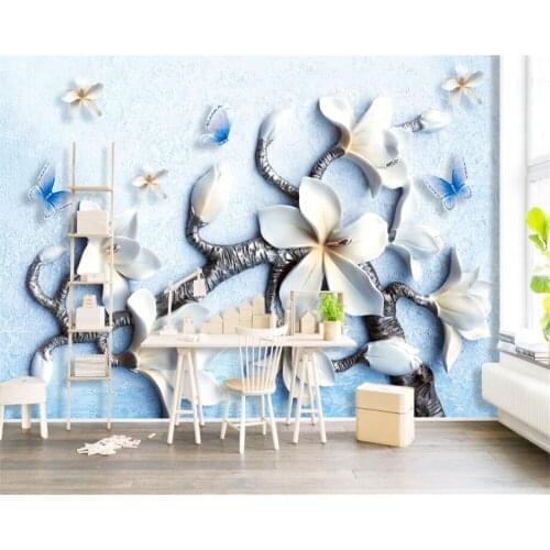 Beibehang Custom 3D Wall Mural Wallpaper Atmospheric 3D Floral Butterfly Sofa Wall Emboss Photo wallpaper mural papel de parede