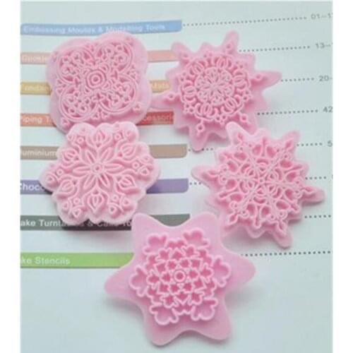 Top Newest 5PCS/Lot Cake Cookie Flower Cutters Stamper Flower Design DIY Baking Tools Cake Cookie Embossers Sets Free Shipping