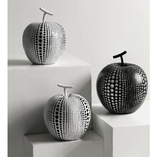 Wave Point Fruit Abstract Statue Ornaments Simple Room Decor White Black Apple Resin Figurine Desk Adornment Home Decoration