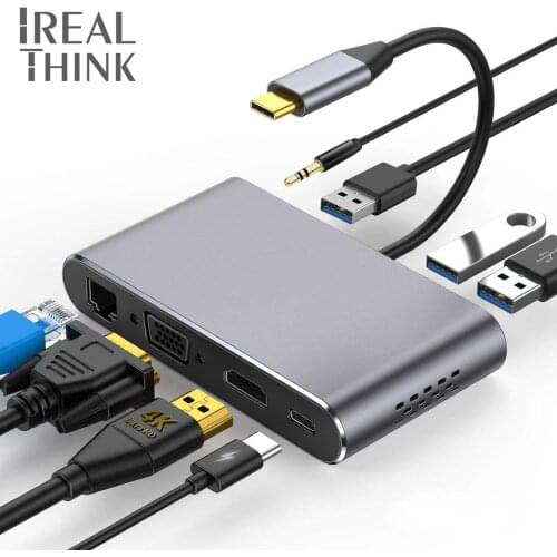 IREALTHINK USB C HUB Type C Adapter 8 IN 1 Macbook Pro Laptop converter Dock splitter USB 3.1 Type C hub HDMI-compatible Adapter