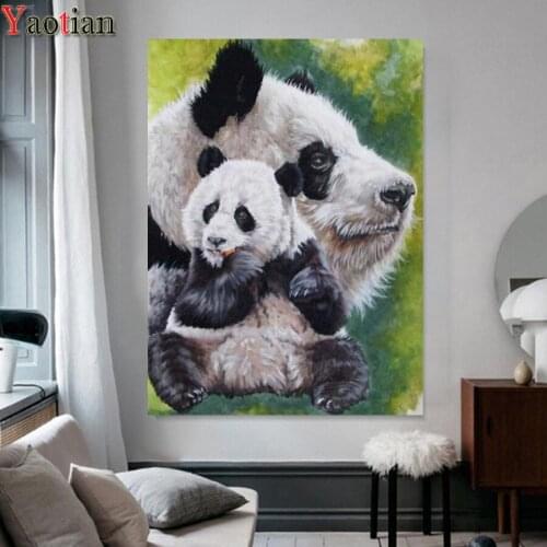 Diamond Painting panda picture by numbers 5D Diamond Mosaic DIY Full Round Diamond Embroidery Rhinestone Decor Home Gift
