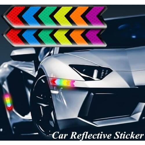 Car Stickers Strong Reflection Safety Rearview Mirror Auto Anti-Scratch Warning Drop Glue Colorful Reflective Warning Decals