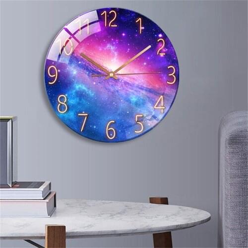 New Fashion Starry sky Design Large Wall Clock Quartz Clocks Round Silent Watches Living Room Home Decor Horloge for Classroom
