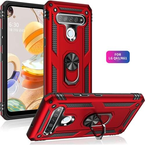 For LG K61 Case Q61 Cover Armor Rugged Military Shockproof Car Holder Ring Case for LG Q61 Q630 K61 K 61 LGK61 6.53" LMQ630EAW