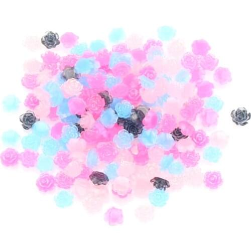 100Pcs 8mm Mixed Resin Flowers Cabochon Flatback Decoration Crafts Embellishments For Scrapbooking DIY Accessories