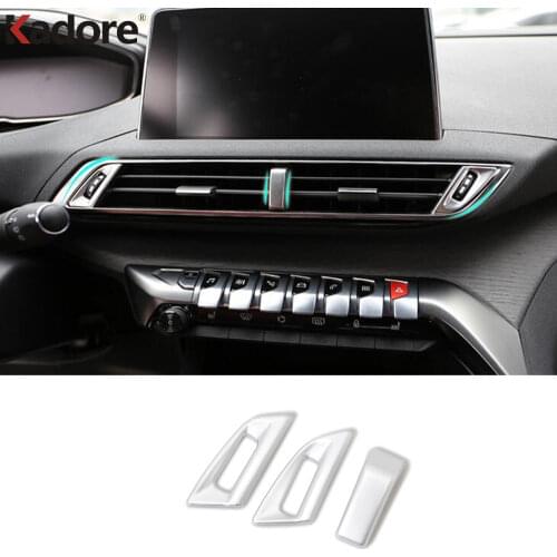 For Peugeot 3008 GT 2017-2020 Carbon Fiber Air Conditioning Adjustment Switch Cover Trim Car Styling Interior Accessories LHD