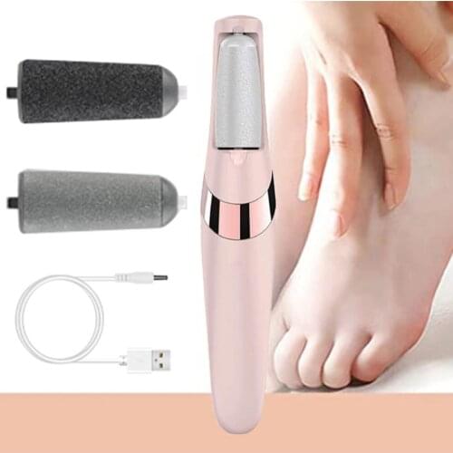 Electric Foot File Grinder Dead Dry Skin Callus Remover USB Rechargeable Feet Pedicure Tool With 2 Replaceable roller heads