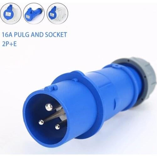 European specifications air conditioning Industrial Plug Socket for cable Electric Power Connector 16A 220V-240V 2P+E IP44