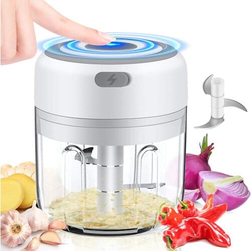 250ML Mini Electric Garlic Chopper Masher USB Charging Onion Grinder Seasoning Vegetable Pepper Meat Press Cutter Crusher