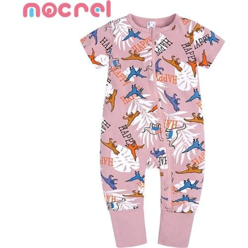 Baby Romper Suit Short-Sleeved Summer Clothing Double Zipper Baby Pajamas ChildrenS Clothing Girls Clothing Newborn Baby Clothe