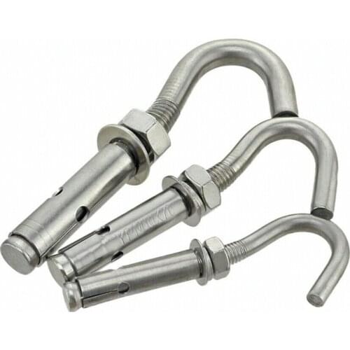 M6 M8 Expansion Screws Hooks 316 Stainless Steel Eye Bolt Open Anchor Hook For Basket Ceiling Fan Hanging