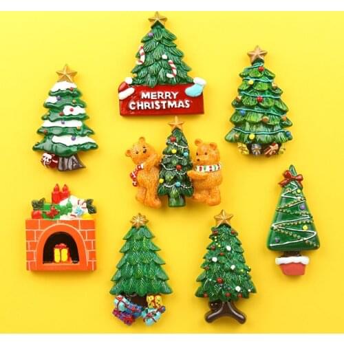 Fridge Magnet Christmas Fairy Tale World Snow House Santa Claus Natale Elk Decorative Refrigerator Sticker Children Gift Decor