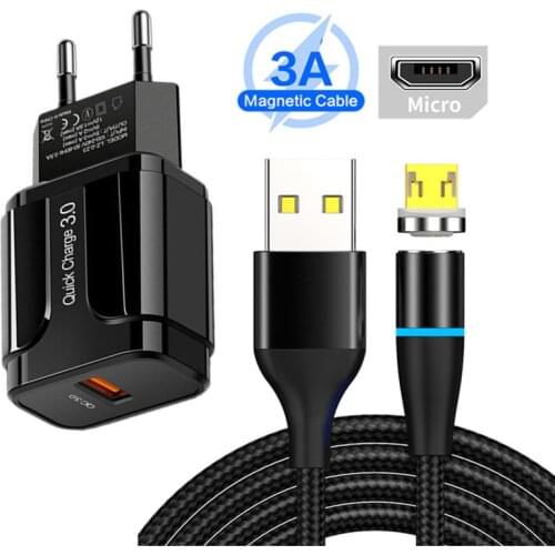 Bluboo S8 NOKIA 3.4 QC 3.0 usb Charger Type C Magnetic 3A Fast Charge Micro Cable For Xiaomi POCO M3 X3 Redmi 9AT 6A Note 8 9 9S