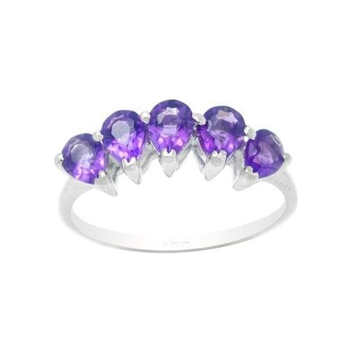 Fashion Natural Amethyst Ring for Party 3mm*4mm Real Silver Amethyst Ring Solid 925 Silver Amethyst Jewelry