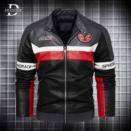 2021 Men Casual Motorcycle Jacket Autumn Winter Warm Fleece PU Leather Jackets Mens Slim Windbreaker Biker Outwear Coats Zipper