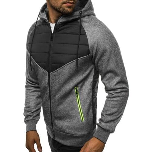 Cofekate Mens Winter Warm Zip Up Hoodies Quilted-Jacket Coat Male Sports Autumn Outwear Pockets Caual Mens Coats