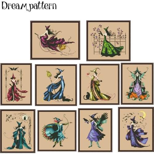Halloween wizardcross stitch kits fairy aida fabric 18ct 14ct 11ct flaxen linen cotton thread embroidery kits DIY craft set