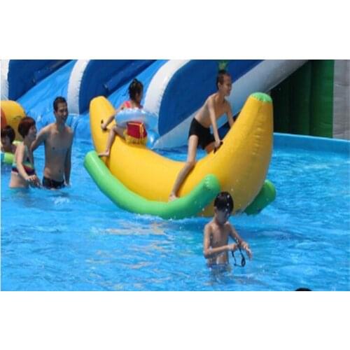 Inflatable banana shape water seesaw for water park
