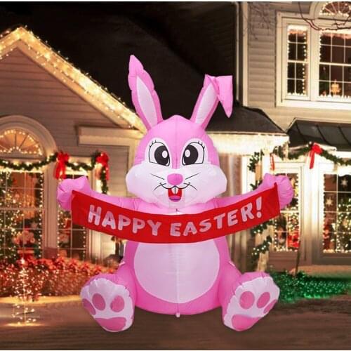 Inflatable Easter Rabbit Decor Night Lights Figure Outdoor Garden Toys Easter Party Decorations for Home Kids Gift Easter Eggs