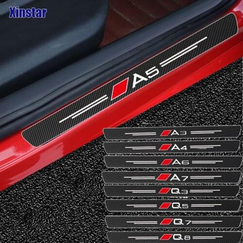 Carbon Fiber Door Sills Guards Sticker For Audi Sline A3 A4 A5 A6 A7 A8 TT Q3 Q5 Q7 A1 B5 B6 B7 B8 B9 8P C6 C5 C7
