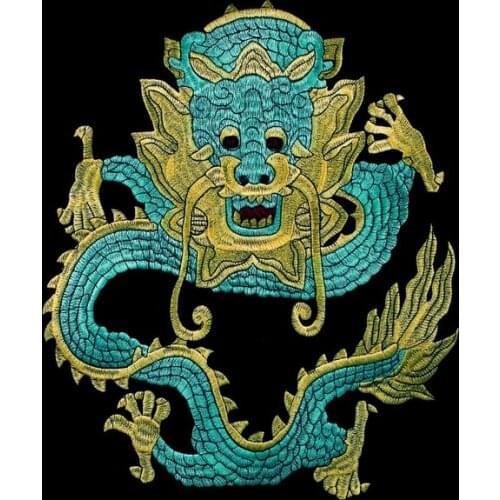 1pieces Large Dragon Design Embroidery Ethnic Style Patches Fabric Sew on Scrapbooking Sewing Accessories for Jacket TH541