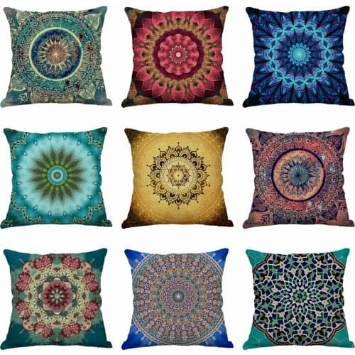 Mandala Printing Pillow Case Throw Pillowcase Cotton Linen Printed Pillow Covers for Office Home Textile